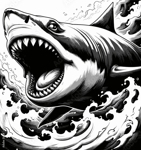 Shark Attack Illustration 
