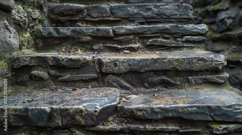 Weathered stone steps with worn edges