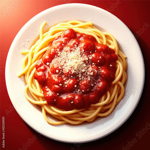 Spaghetti with Tomato Sauce and Parmesan Cheese