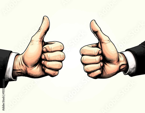 Two Hands Gesturing Thumbs Up