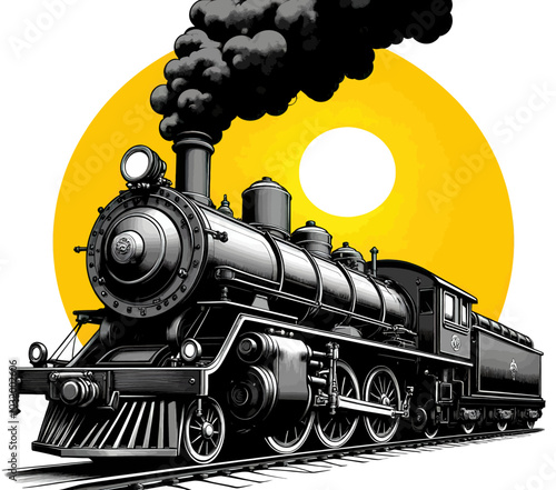 Vintage Steam Locomotive Illustration  
