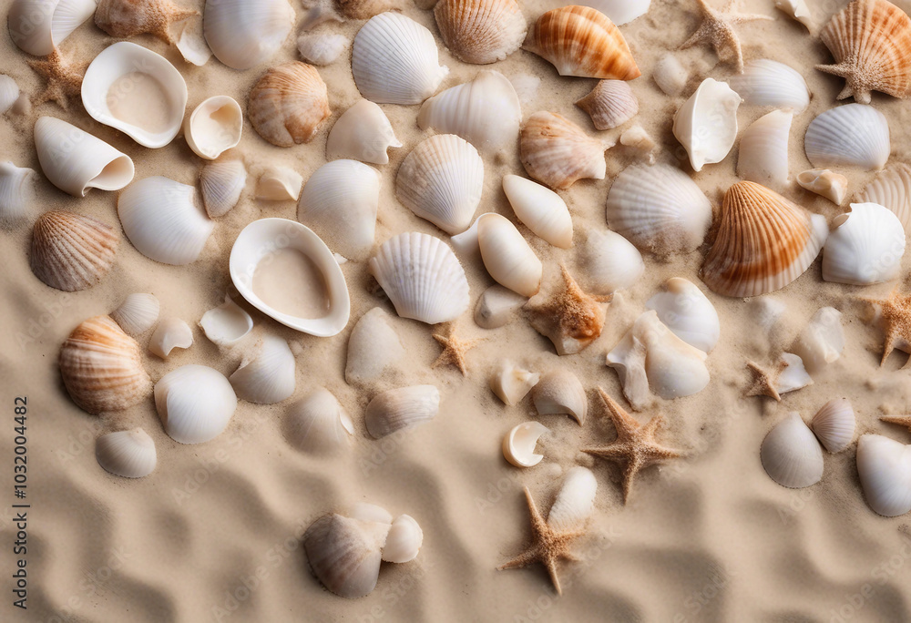 Sand and sea shells beach theme background isolated on white image transparent Sand and sea shells beach theme background isolated on white image transparent