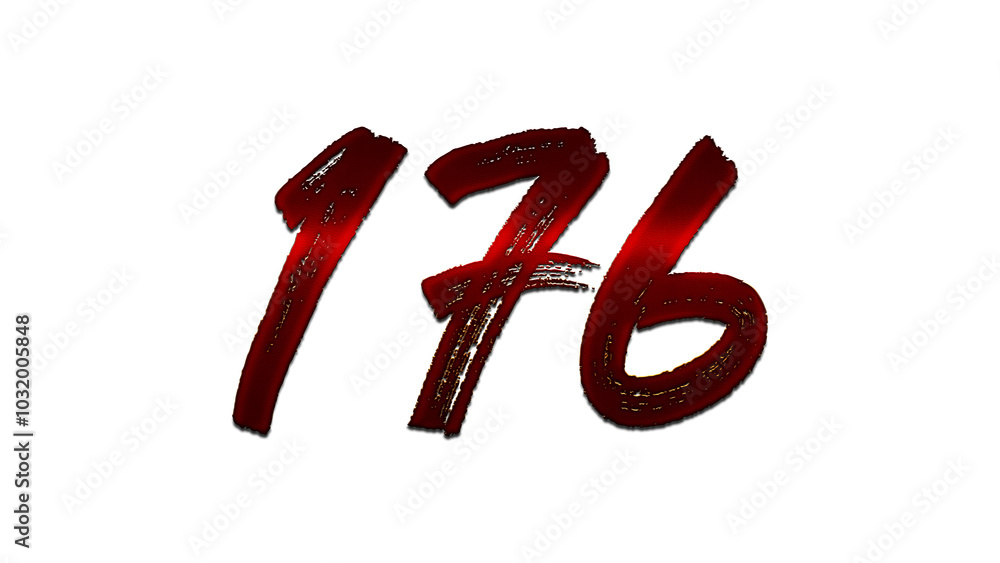 3D blood red number design of 176 on white background. 3D blood red number design of 176 on white background.