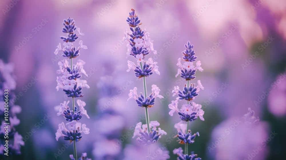 Naklejka premium Serene Lavender Fields: A Vibrant Floral Masterpiece