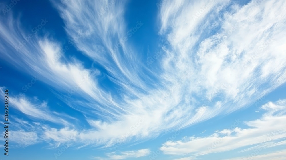Ethereal Sky with Wispy Clouds Stretching Across the Heavens