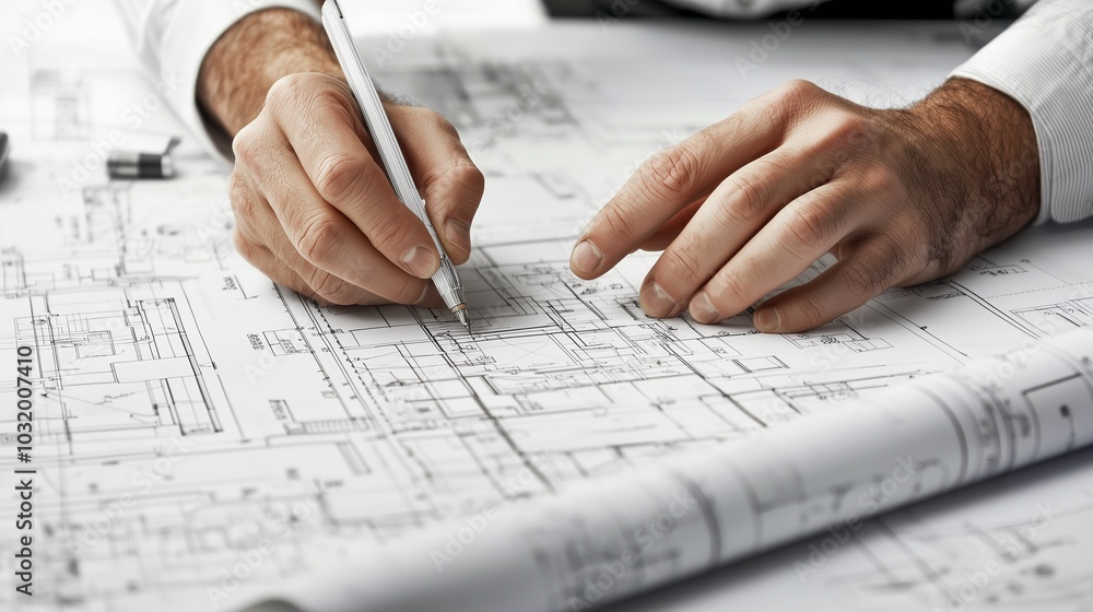 Architect Working on Blueprints Architect Working on Blueprints