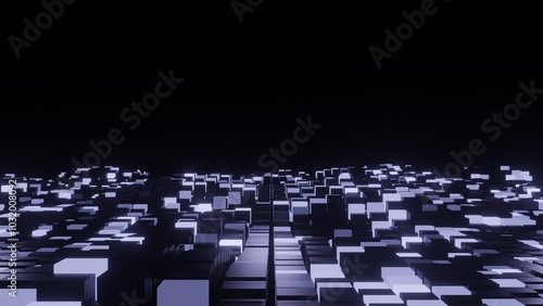 Colors wave with motion dots and lines. Abstract digital background. Concept connection big data. Futuristic technology backdrop. 3D rendering.