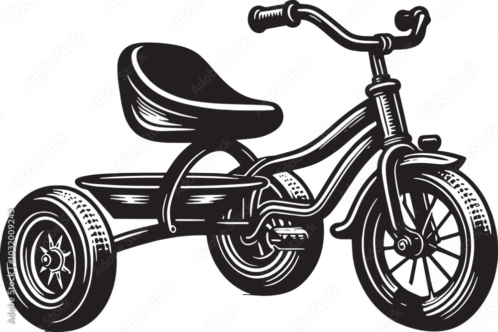 Obraz premium Tricycle Vector Illustration - Outline Style