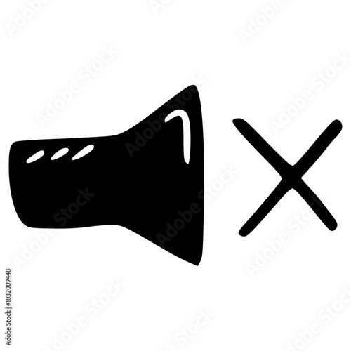 mute with cross symbol doodle glyph icon