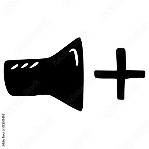 volume up with plus symbol doodle glyph icon