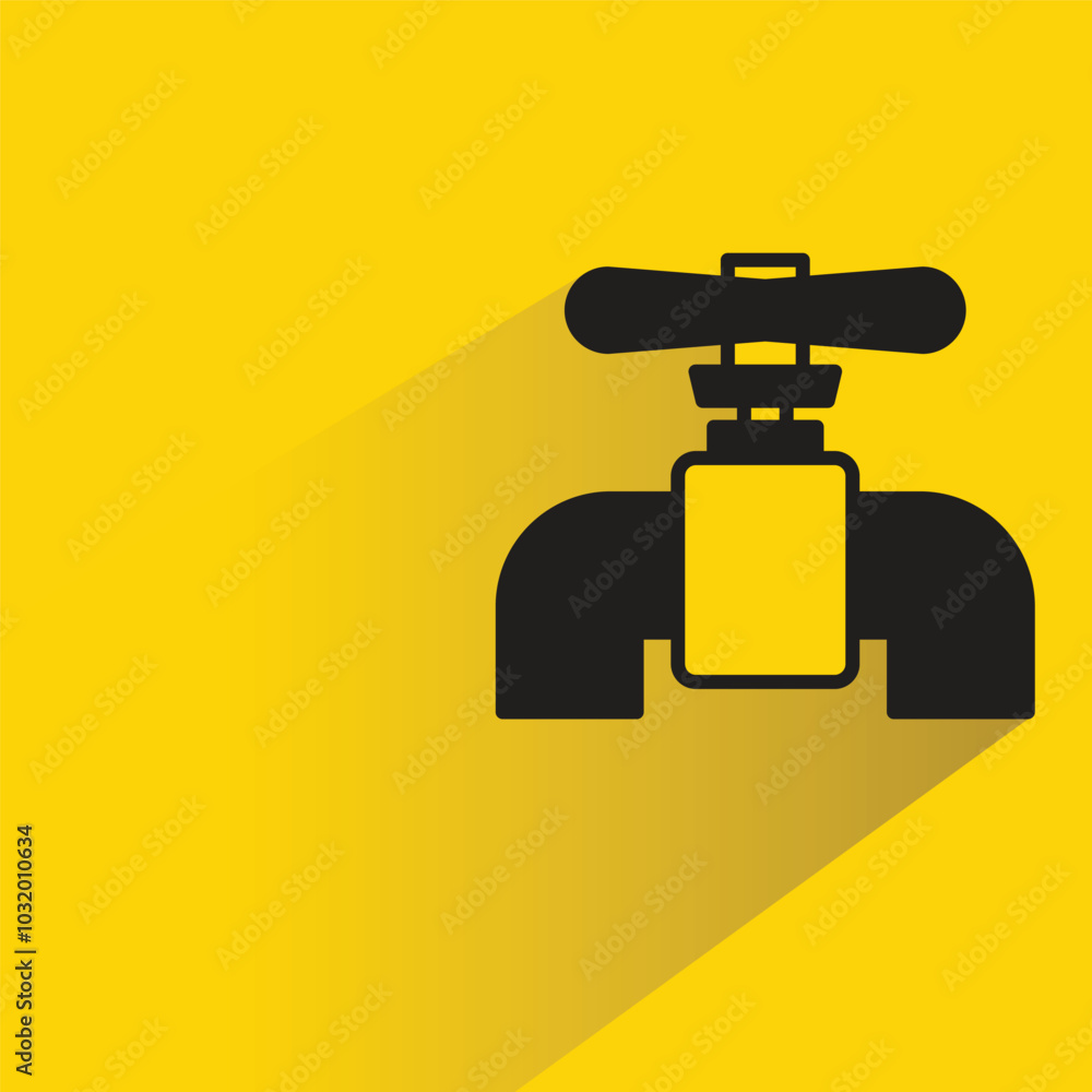 valve and pipeline icon with shadow on yellow background valve and pipeline icon with shadow on yellow background
