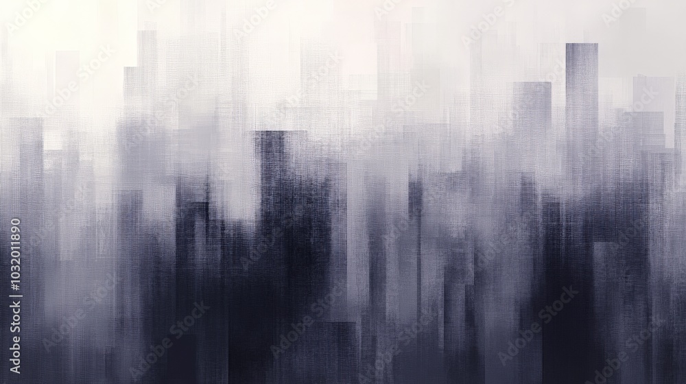 Misty Urban Skyline - Monochromatic Cityscape Landscape Misty Urban Skyline - Monochromatic Cityscape Landscape