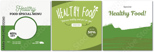 Social Media Post for Food Promotion offer poster, Healthy Food Social Media Banner & Post. Food social media web banner design template, Food Social media, and web square banner design template.