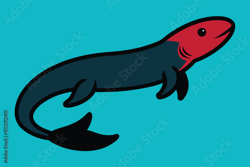 Solid color Tiktaalik animal vector design