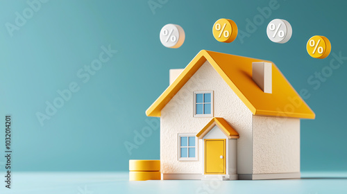 Wallpaper Mural 3D Render of House with Floating Percent Signs Torontodigital.ca