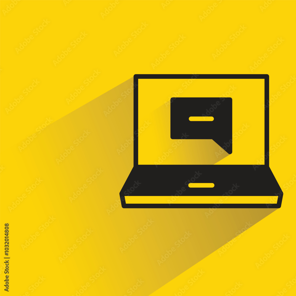 message in laptop with drop shadow on yellow background message in laptop with drop shadow on yellow background