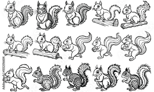Adult Squirrel Coloring Page, Featuring Detailed Line Art for Relaxation and Stress Relief, Ideal for Printable Art Therapy Activities or Adult Coloring Books, High-Quality Illustration for Creative F