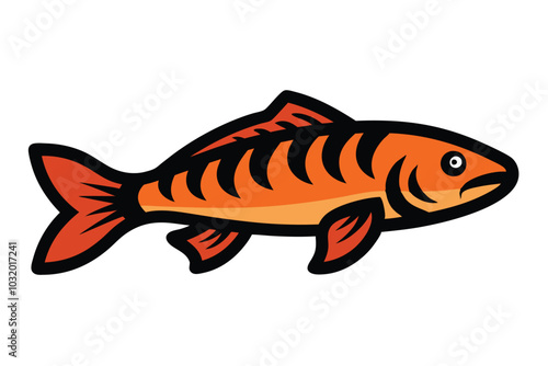 Solid color Tiger Trout animal vector design