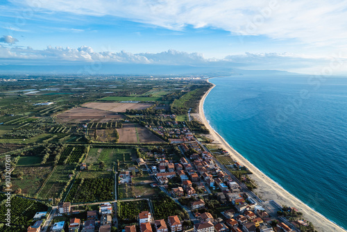 Nicotera from a drone, Vibo Valentia, Calabria, Italy, Europe