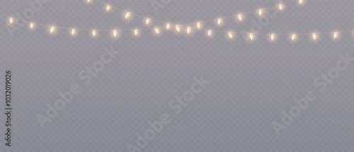 Vector lights on a transparent background. Christmas light PNG. Set of Christmas glowing garlands. For advertising invitations, web banners, postcards. Vector. Christmas decoration, LED lam	