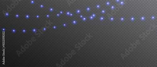 Vector lights on a transparent background. Christmas light PNG. Set of Christmas glowing garlands. For advertising invitations, web banners, postcards. Vector. Christmas decoration, LED lam	