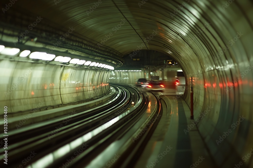 Abstract motion blur photo of subway road, monorail, train station Abstract motion blur photo of subway road, monorail, train station
