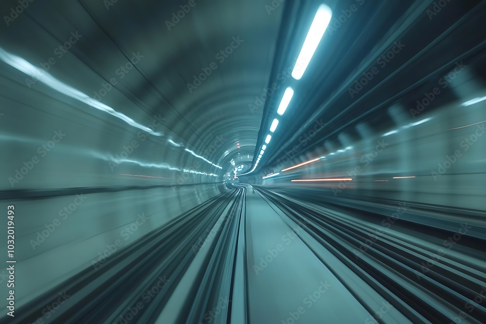 Abstract motion blur photo of subway road, monorail, train station Abstract motion blur photo of subway road, monorail, train station