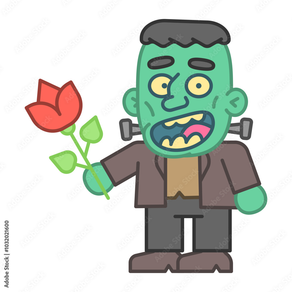 Monster holds rose and smiles Monster holds rose and smiles