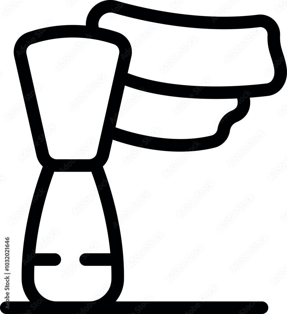 Shaving brush applying shaving cream on white background, barber shop concept vector illustration in outline style Shaving brush applying shaving cream on white background, barber shop concept vector illustration in outline style