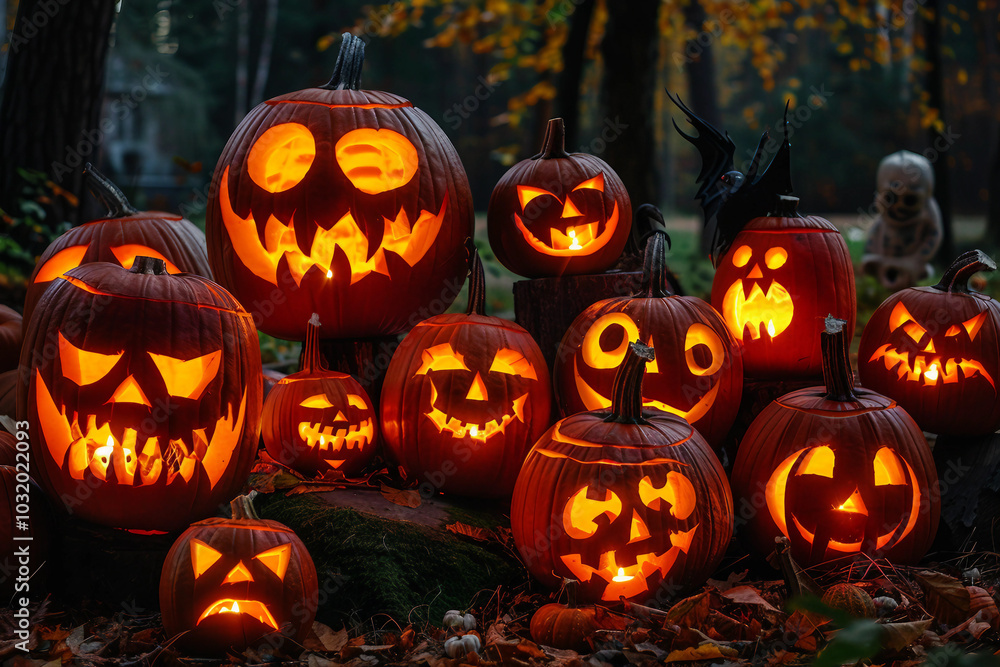 Autumn halloween party creepy character generative AI concept Autumn halloween party creepy character generative AI concept