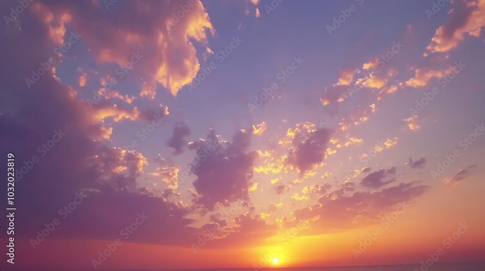 Naklejka premium Breathtaking Sunset Clouds Painted in Vibrant Colors