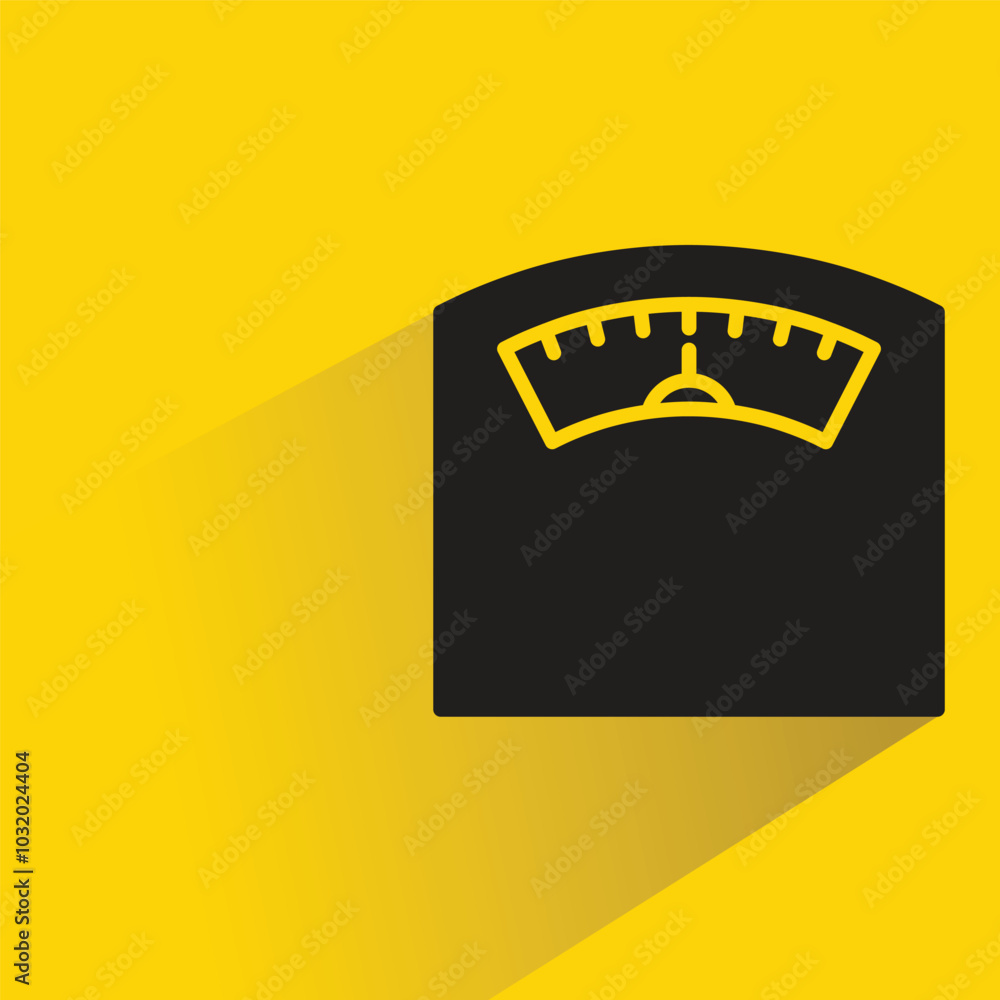Naklejka premium weight scale icon with shadow on yellow background