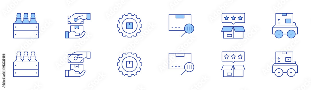 Delivery icon set in two styles, Duotone and Thin Line style. Editable stroke. beer, cash on delivery, delivery, barcode, best product Delivery icon set in two styles, Duotone and Thin Line style. Editable stroke. beer, cash on delivery, delivery, barcode, best product