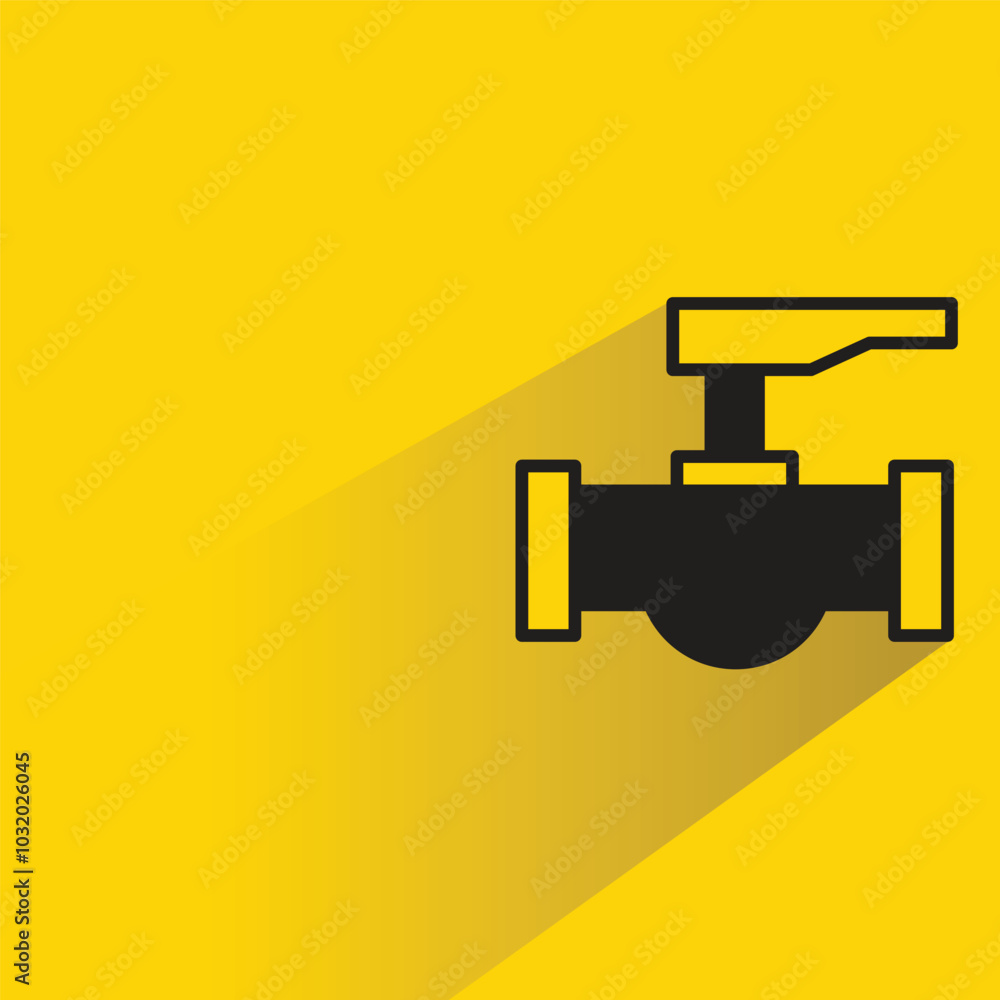 industrial valve icon with shadow on yellow background industrial valve icon with shadow on yellow background