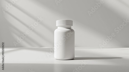 White Pill Bottle Mockup - Minimalist Product Photography