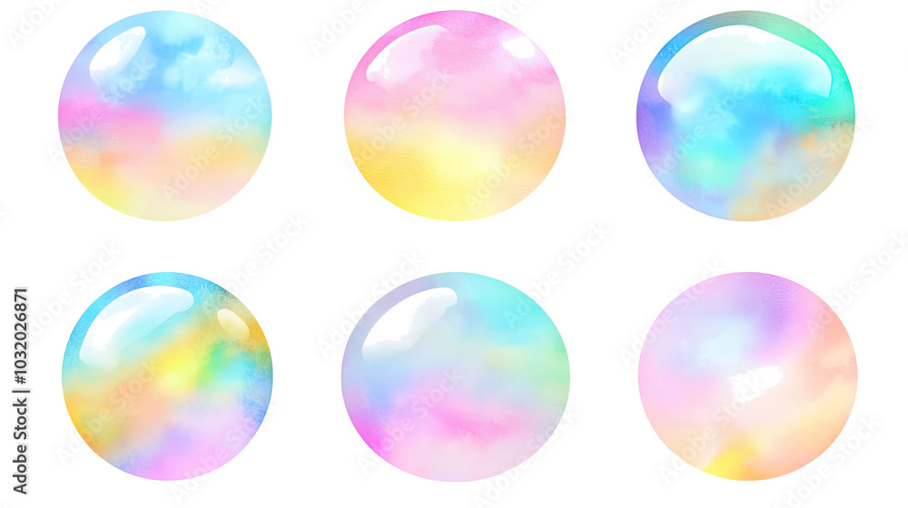 Rainbow Watercolor Round Frames on Clear Background Generative AI Rainbow Watercolor Round Frames on Clear Background Generative AI
