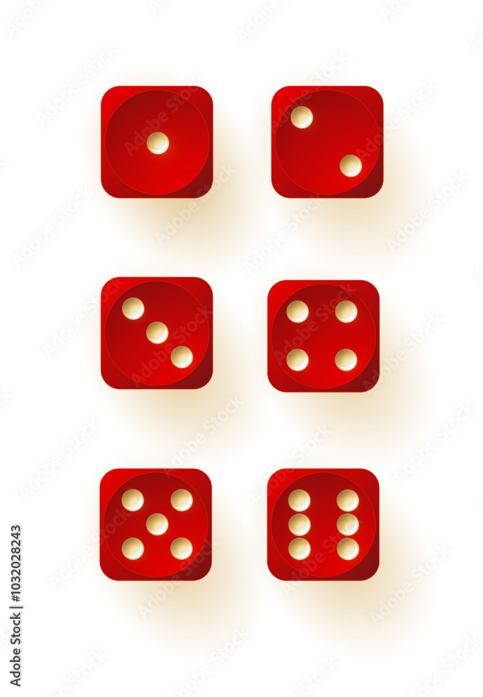 Dice collection. Game dice. Dice in realistic design from one to six. Vector Dice collection. Game dice. Dice in realistic design from one to six. Vector