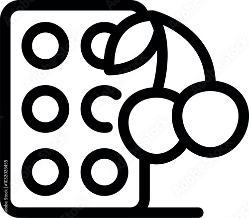 Simple vector drawing representing cherry flavored cough drops relieving symptoms