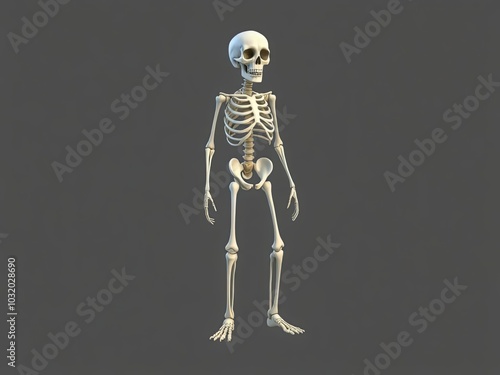 3D model of a human skeleton on a gray background