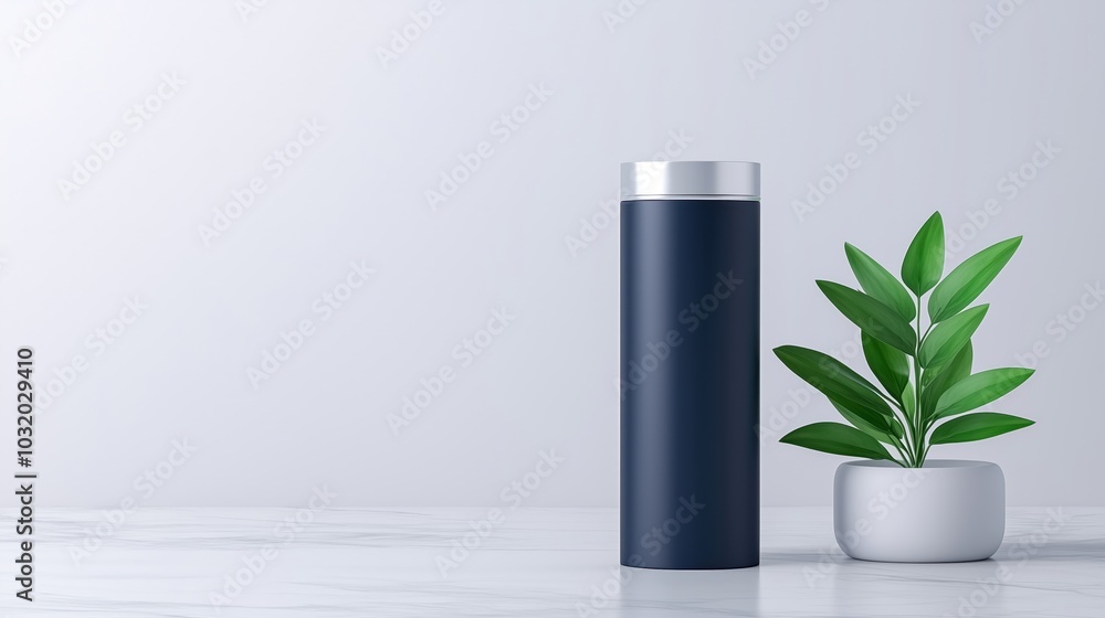 custom made wallpaper toronto digitalStylish water bottle and modern plant against a minimalist background, perfect for eco-friendly lifestyle.