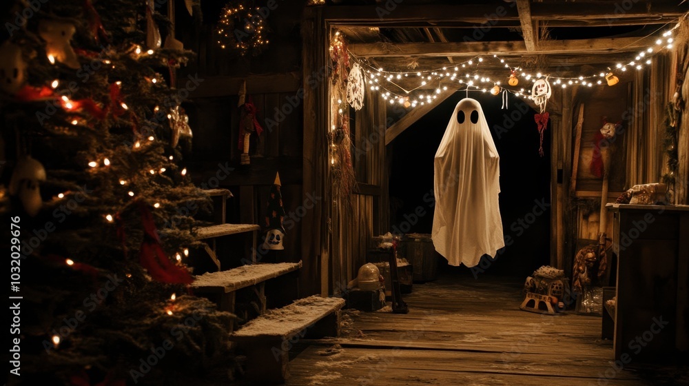 Spooky Ghost Decor in Cozy Holiday Setting Spooky Ghost Decor in Cozy Holiday Setting