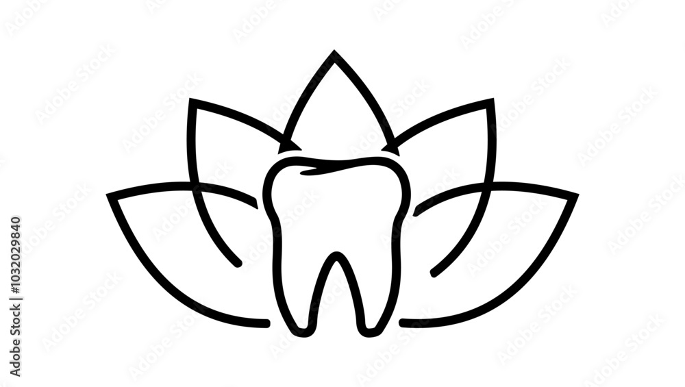Dental Care,Tooth like lotus flower, Black Isolated Silhouette Dental Care,Tooth like lotus flower, Black Isolated Silhouette