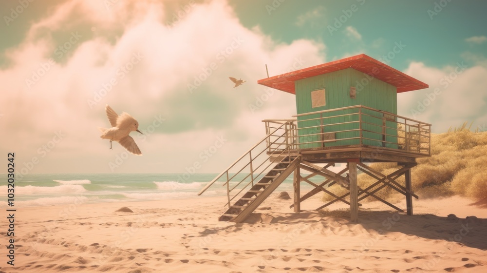 Lifeguard Tower on the Beach Lifeguard Tower on the Beach