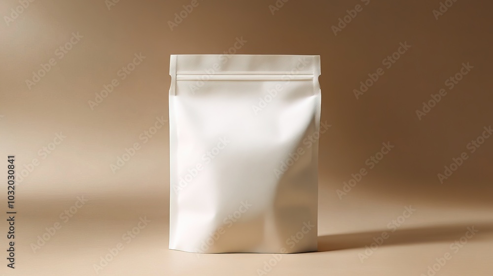 Mockup of an empty paper white bag with zip closure Mockup of an empty paper white bag with zip closure