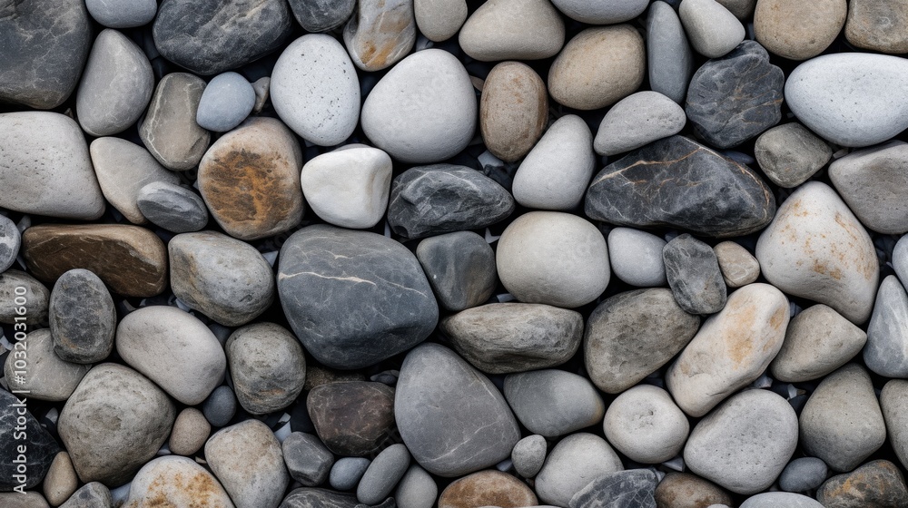 Assorted Smooth Stones Texture. Natural Pebbles Background in Earth Hues Assorted Smooth Stones Texture. Natural Pebbles Background in Earth Hues