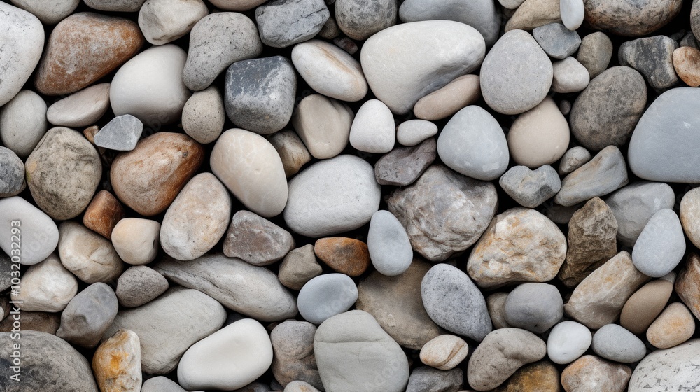 Assorted Smooth Stones Texture. Natural Pebbles Background in Earth Hues Assorted Smooth Stones Texture. Natural Pebbles Background in Earth Hues