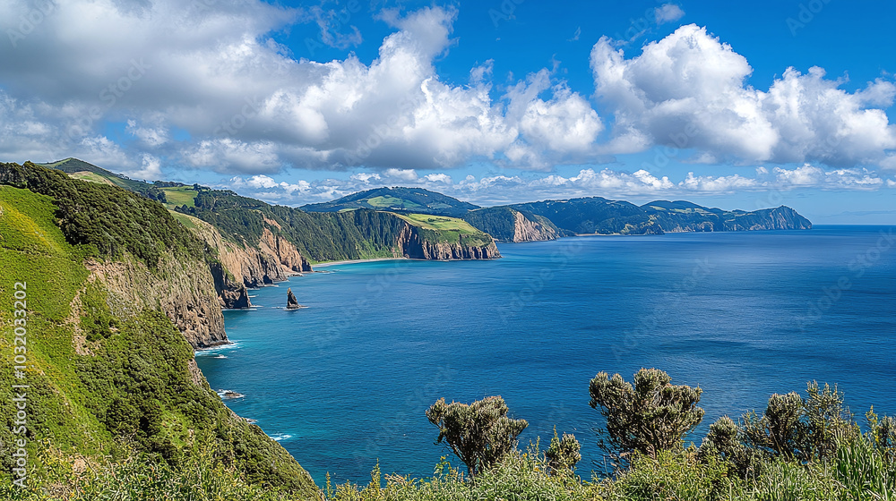 Hills against ocean landscape outdoors horizon Hills against ocean landscape outdoors horizon