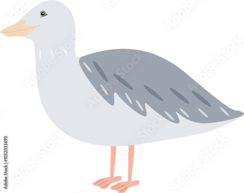 Hand drawn smiling Seagull. Vector doodle cartoon picture for your design.