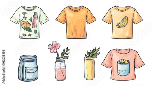 Summer-themed T-Shirt Designs Featuring Fruit and Nature Illustrations Generative AI photo