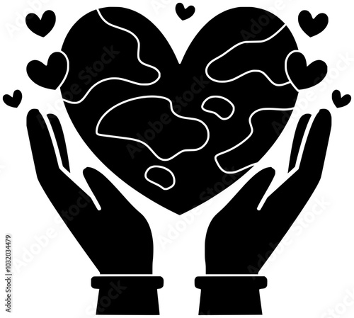 heart illustration love silhouette care logo kindness icon hand outline  world world donation flower donate awareness volunteer give care shape with vector graphic background
